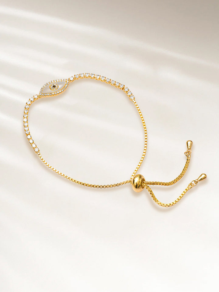 Gold Plated Evil Eye Adjustable Bracelet