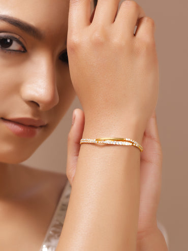 American Diamond Zirconia Gold Chain Bracelet