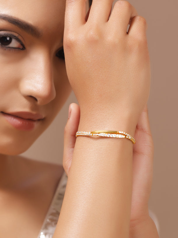 American Diamond Zirconia Gold Chain Bracelet