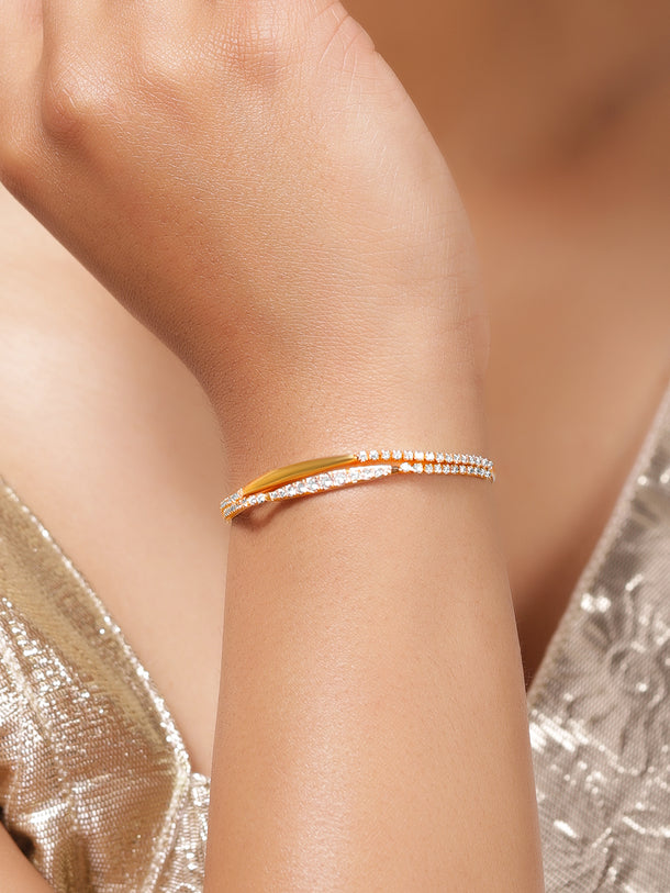 American Diamond Zirconia Gold Chain Bracelet