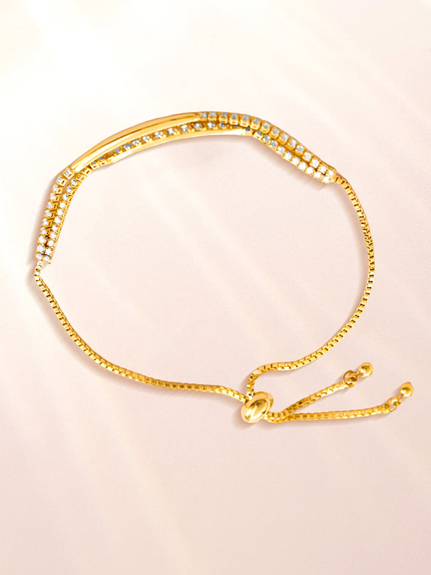American Diamond Zirconia Gold Chain Bracelet