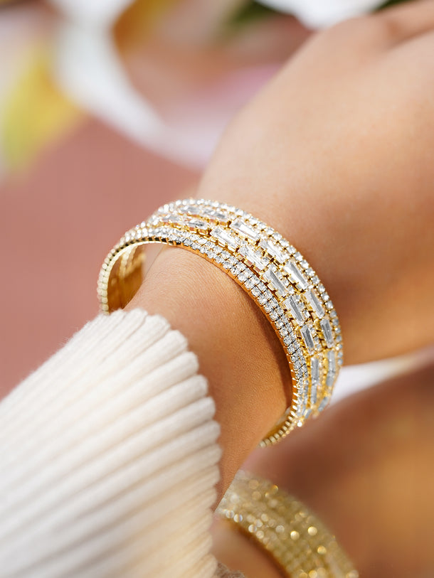 Gold Plated 6 Layer American Diamond Zirconia Studded Bracelet