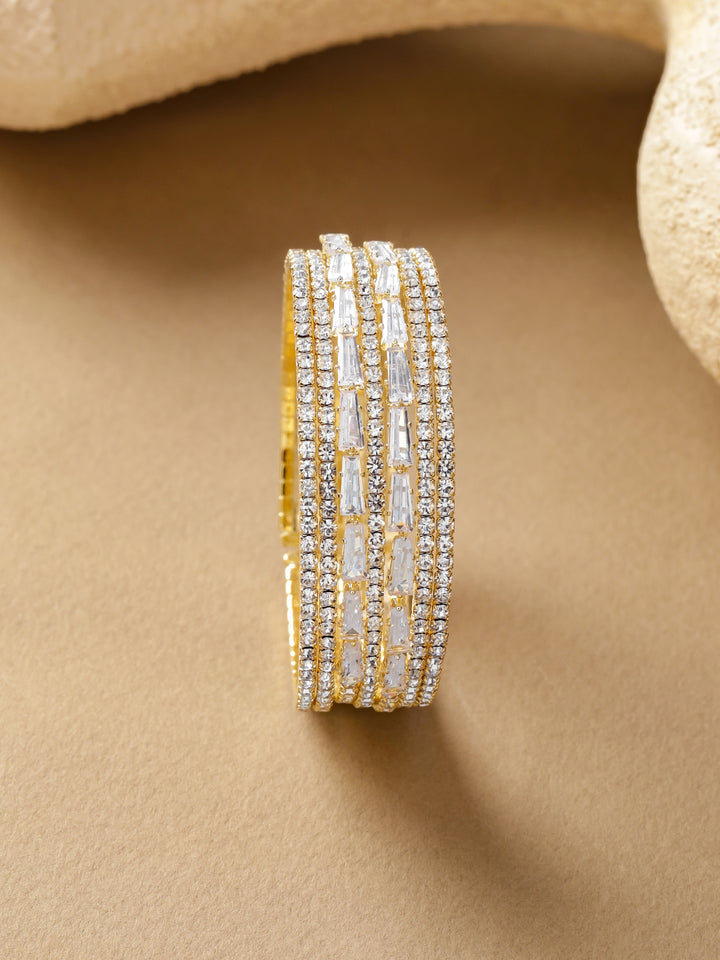 Gold Plated 6 Layer American Diamond Zirconia Studded Bracelet