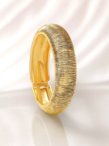 Golden Textured Bold Statement Bracelet