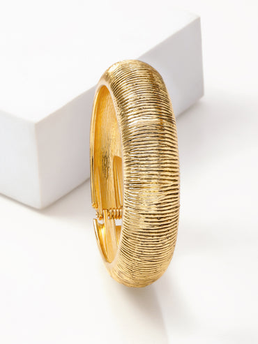 Golden Textured Bold Statement Bracelet