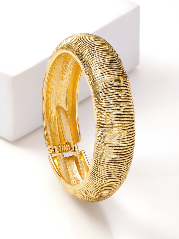 Golden Textured Bold Statement Bracelet