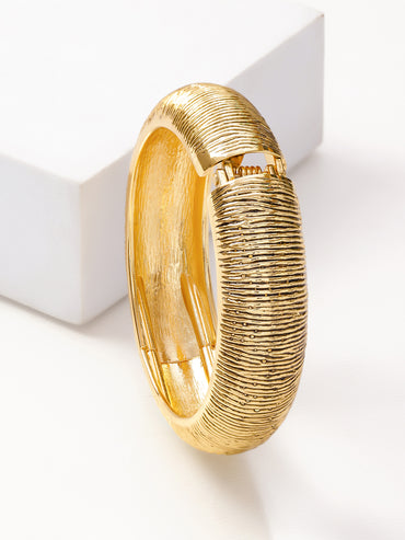 Golden Textured Bold Statement Bracelet