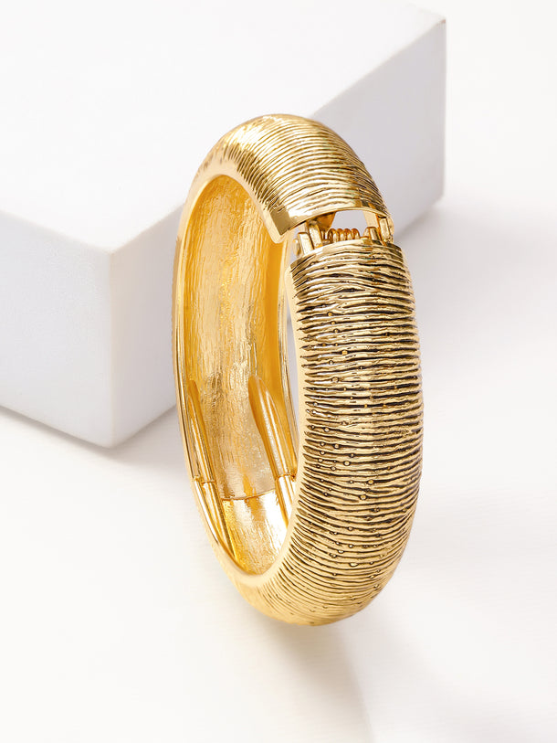 Golden Textured Bold Statement Bracelet