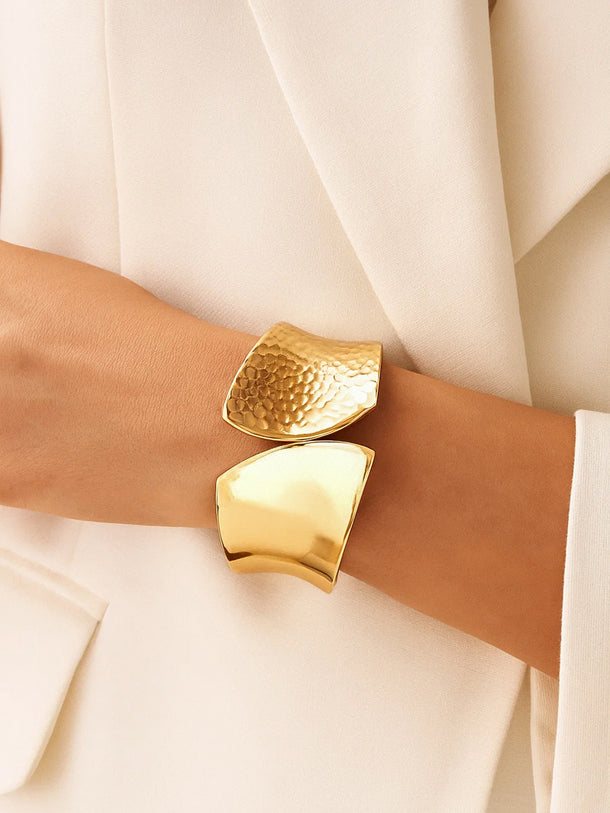 Gold Toned Hammered Cuff Bracelet