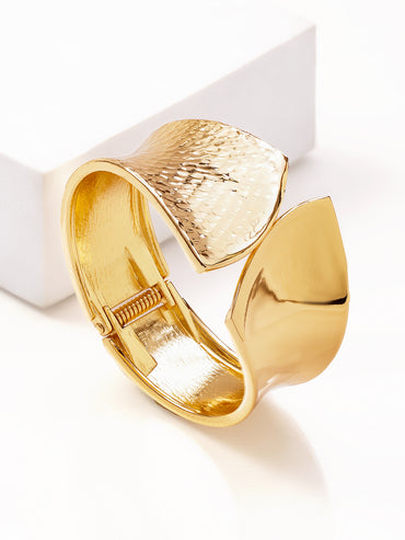Gold Toned Hammered Cuff Bracelet