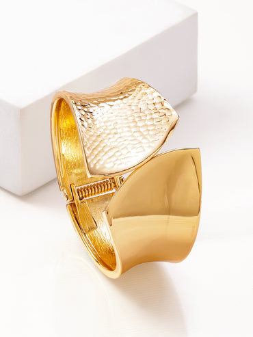 Gold Toned Hammered Cuff Bracelet