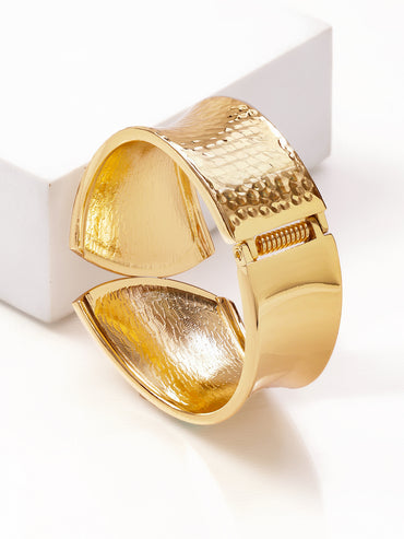 Gold Toned Hammered Cuff Bracelet