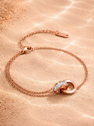 Demi Fine Rose Gold Plated Interlocked Circle Link Bracelet | Anti Tarnish