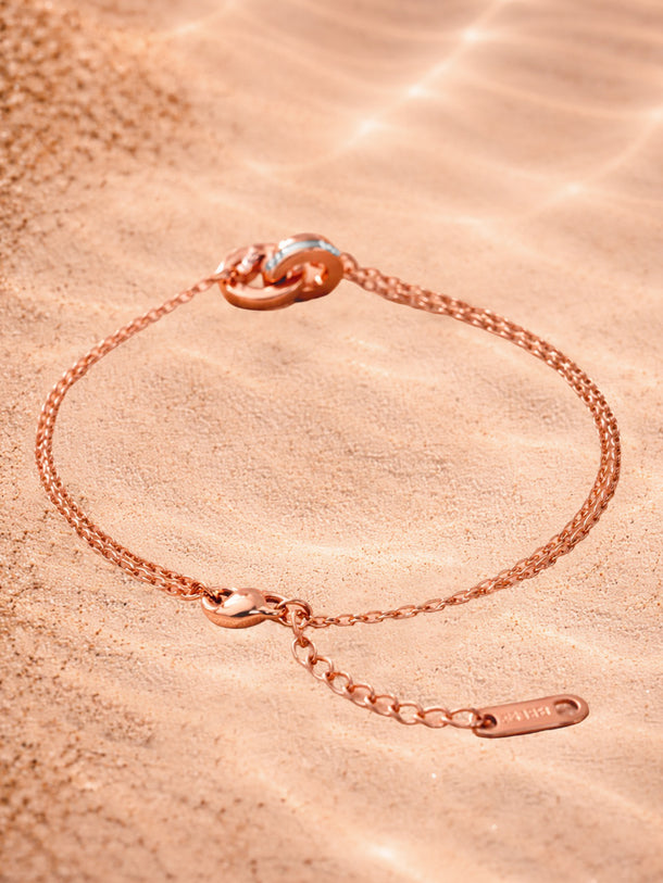 Demi Fine Rose Gold Plated Interlocked Circle Link Bracelet | Anti Tarnish