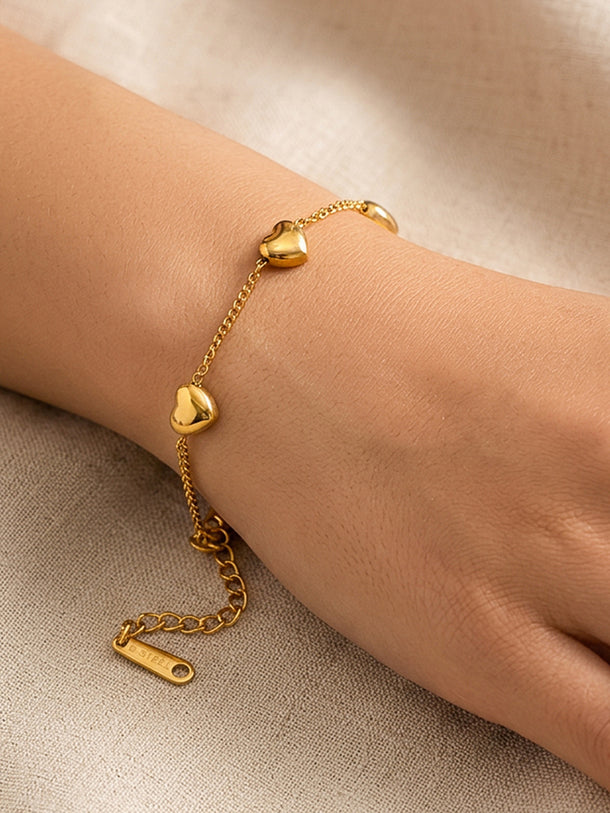 Demi Fine 18K Gold Plated Multi Heart Charm Bracelet | Anti Tarnish