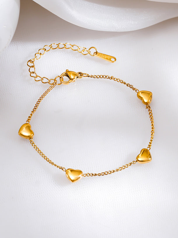 Demi Fine 18K Gold Plated Multi Heart Charm Bracelet | Anti Tarnish