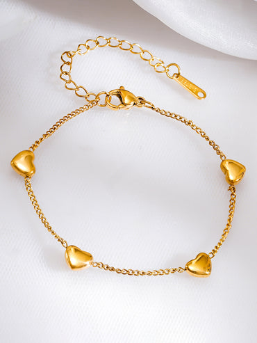 Demi Fine 18K Gold Plated Multi Heart Charm Bracelet | Anti Tarnish