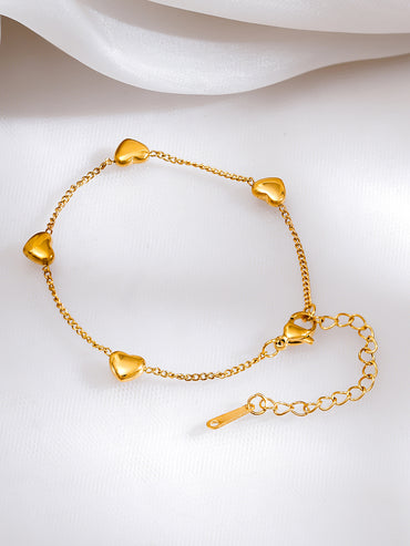 Demi Fine 18K Gold Plated Multi Heart Charm Bracelet | Anti Tarnish