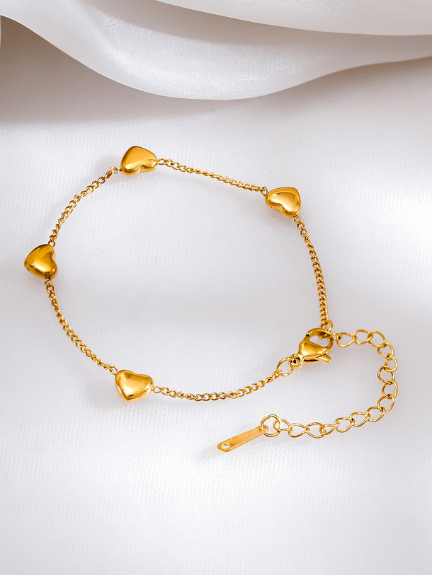 Demi Fine 18K Gold Plated Multi Heart Charm Bracelet | Anti Tarnish