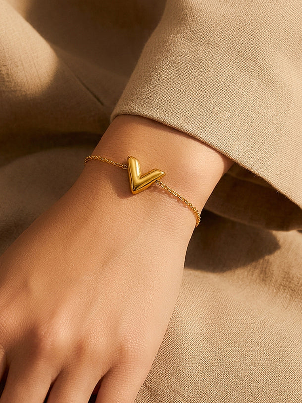 Demi Fine 18K Gold Plated Chevron V Shape Link Chain Bracelet | Anti Tarnish
