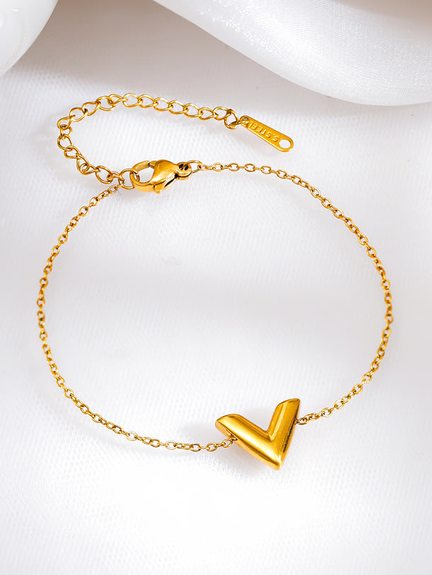 Demi Fine 18K Gold Plated Chevron V Shape Link Chain Bracelet | Anti Tarnish