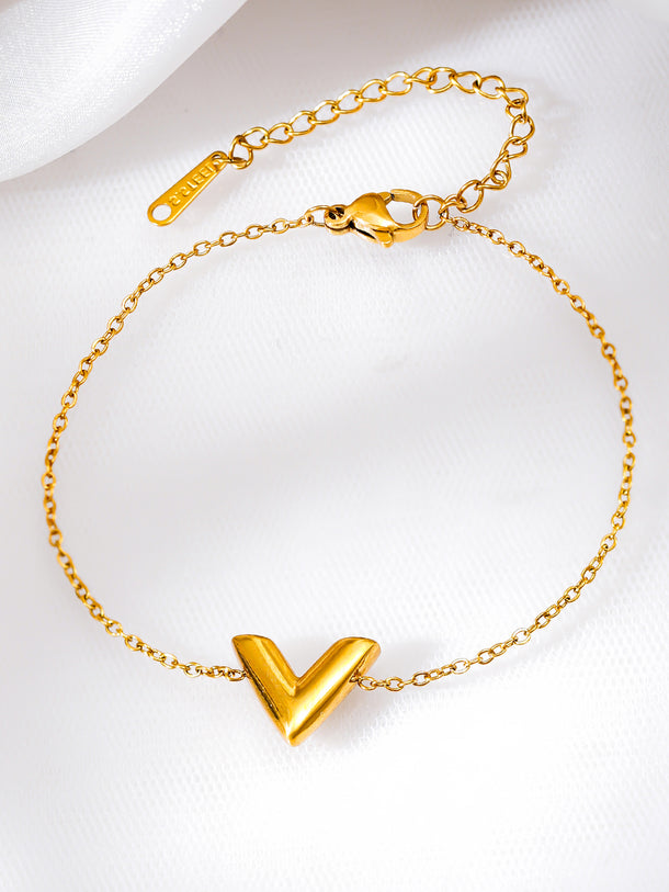 Demi Fine 18K Gold Plated Chevron V Shape Link Chain Bracelet | Anti Tarnish
