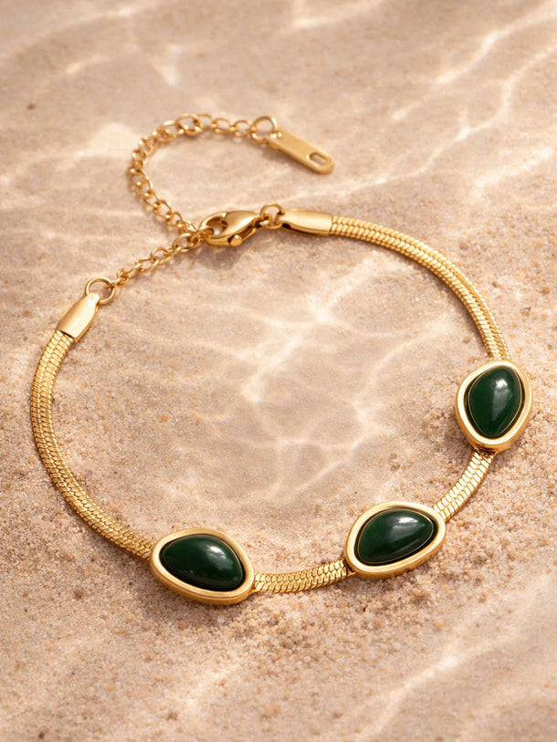 Demi Fine 18K Gold Plated Emerald Statement Chain Bracelet | Anti Tarnish