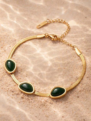 Demi Fine 18K Gold Plated Emerald Statement Chain Bracelet | Anti Tarnish