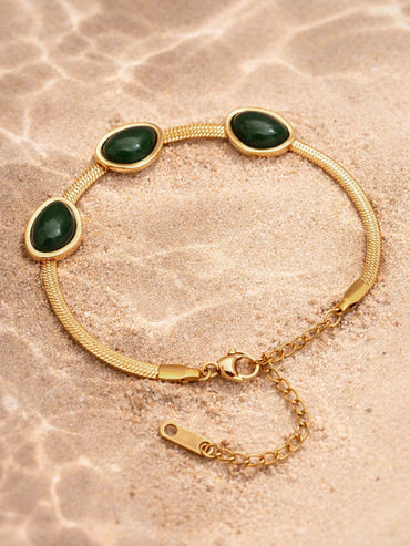 Demi Fine 18K Gold Plated Emerald Statement Chain Bracelet | Anti Tarnish