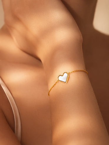 Demi Fine 18K Gold Plated Minimal Heart Chain Bracelet | Anti Tarnish