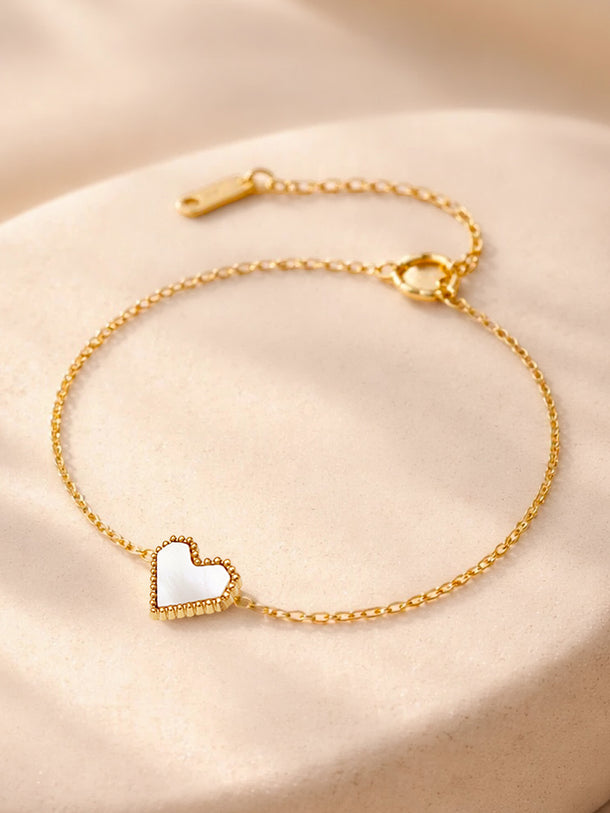 Demi Fine 18K Gold Plated Minimal Heart Chain Bracelet | Anti Tarnish