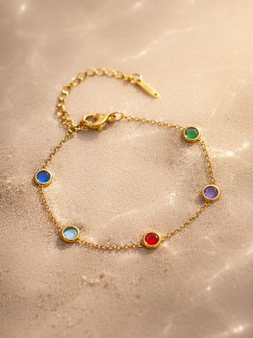 Demi Fine 18K Gold Plated Multicolor Zircon Chain Bracelet | Anti Tarnish
