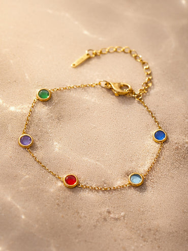Demi Fine 18K Gold Plated Multicolor Zircon Chain Bracelet | Anti Tarnish