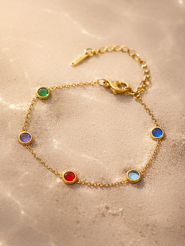 Demi Fine 18K Gold Plated Multicolor Zircon Chain Bracelet | Anti Tarnish