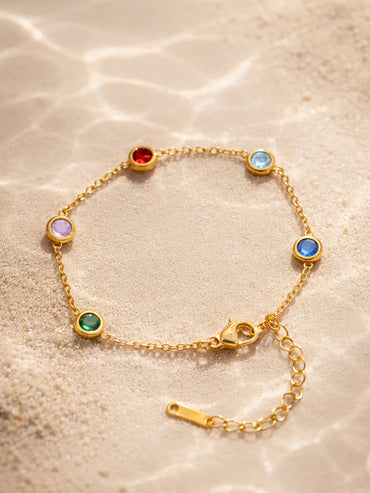Demi Fine 18K Gold Plated Multicolor Zircon Chain Bracelet | Anti Tarnish