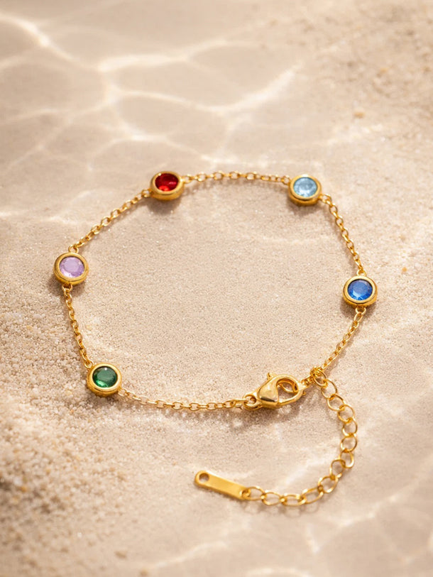 Demi Fine 18K Gold Plated Multicolor Zircon Chain Bracelet | Anti Tarnish