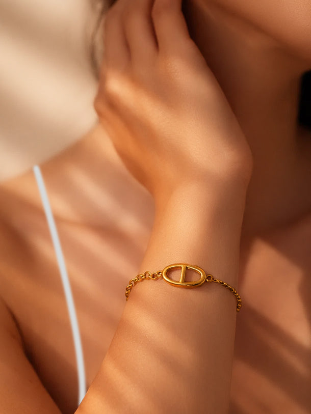 Demi Fine 18K Gold Plated Oval Loop Link Chain Bracelet | Anti Tarnish