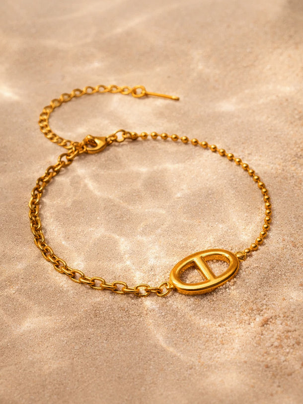 Demi Fine 18K Gold Plated Oval Loop Link Chain Bracelet | Anti Tarnish