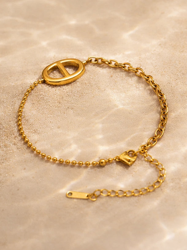 Demi Fine 18K Gold Plated Oval Loop Link Chain Bracelet | Anti Tarnish