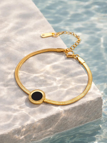 Demi Fine 18K Gold Plated Black Enamel Detail Chain Bracelet | Anti Tarnish