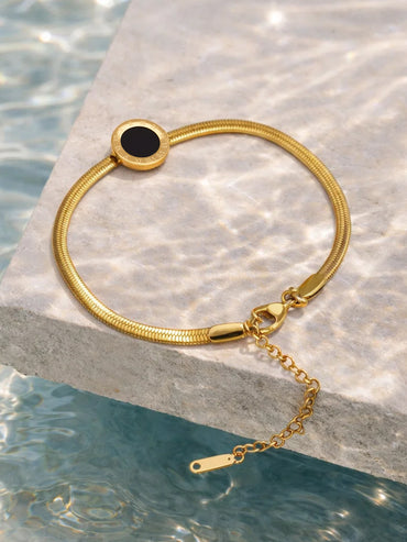 Demi Fine 18K Gold Plated Black Enamel Detail Chain Bracelet | Anti Tarnish