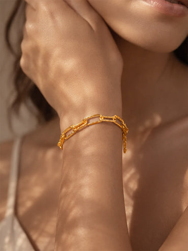 Demi Fine 18K Gold Plated Link Chain Statement Bracelet | Anti Tarnish