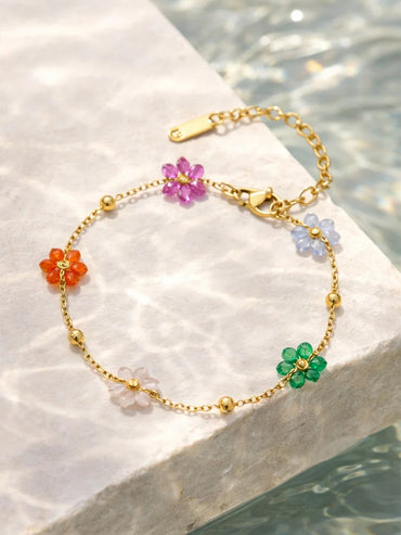 Demi Fine 18K Gold Plated Mini Floral Charm Chain Bracelet | Anti Tarnish