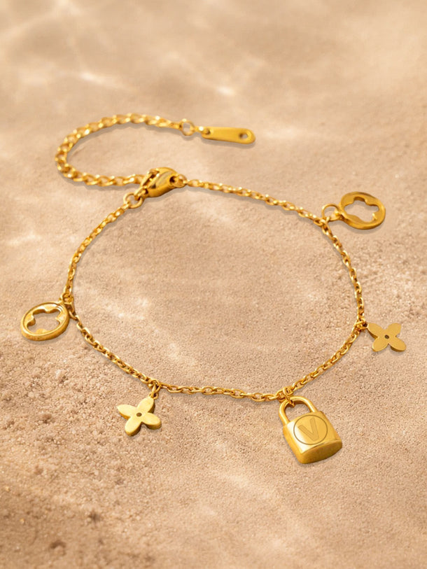 Demi Fine Gold Plated Multi Charm Chain Bracelet | Anti Tarnish