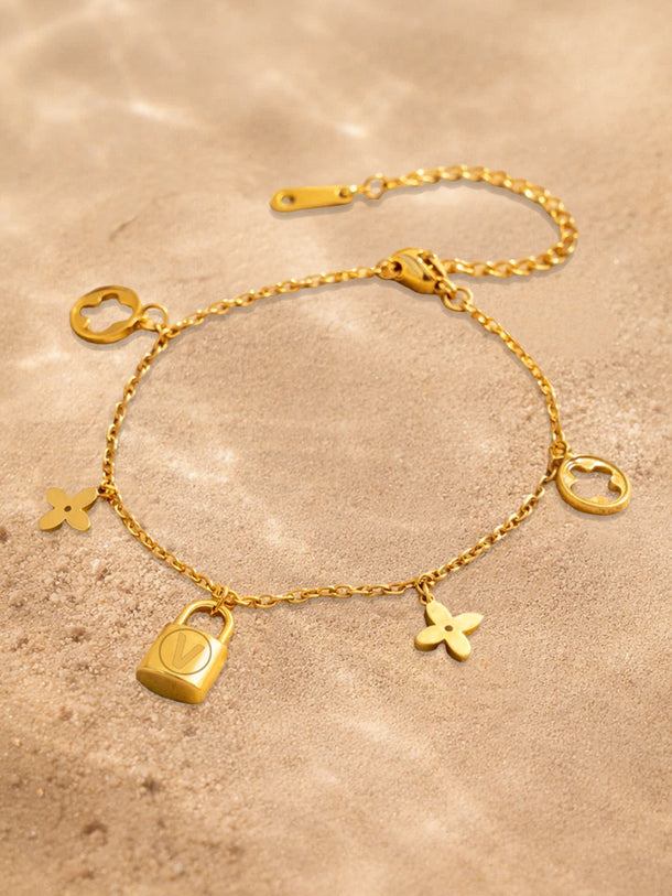 Demi Fine Gold Plated Multi Charm Chain Bracelet | Anti Tarnish