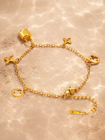 Demi Fine Gold Plated Multi Charm Chain Bracelet | Anti Tarnish