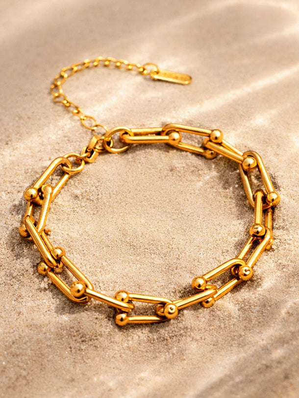 Demi Fine Gold Plated Geometric Link Statement Bracelet | Anti Tarnish