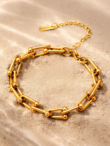 Demi Fine Gold Plated Geometric Link Statement Bracelet | Anti Tarnish