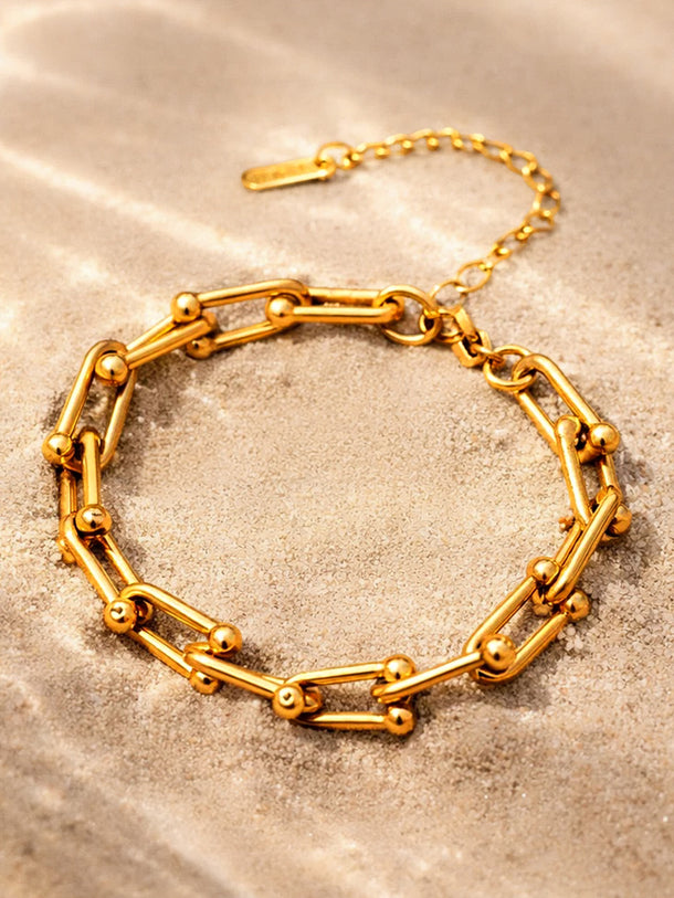Demi Fine Gold Plated Geometric Link Statement Bracelet | Anti Tarnish