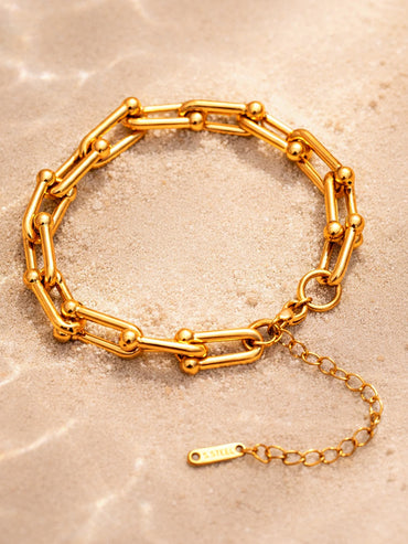 Demi Fine Gold Plated Geometric Link Statement Bracelet | Anti Tarnish